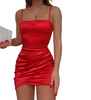 Sling Solid Color Sexy Red Sleeveless Dress