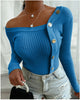 Fashion Stitching Button Long Sleeve Top