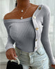 Fashion Stitching Button Long Sleeve Top