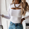 Long Sleeve Ribbed Fashion Sexy Shirt Top