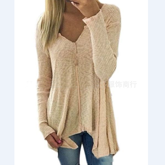 Solid Color Sexy V-Neck Long Sleeve Sweater