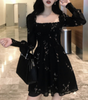 Floral Slim High Waist Long Sleeve Chiffon Dress