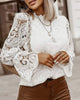 Women's Lace Stand Collar Long Sleeve Loose Lace Shirt
