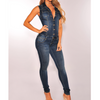 Slim Casual Button Denim Jumpsuit