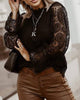 Women's Lace Stand Collar Long Sleeve Loose Lace Shirt