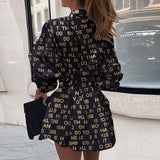 Fashion Sexy Letter Long Sleeve Dress