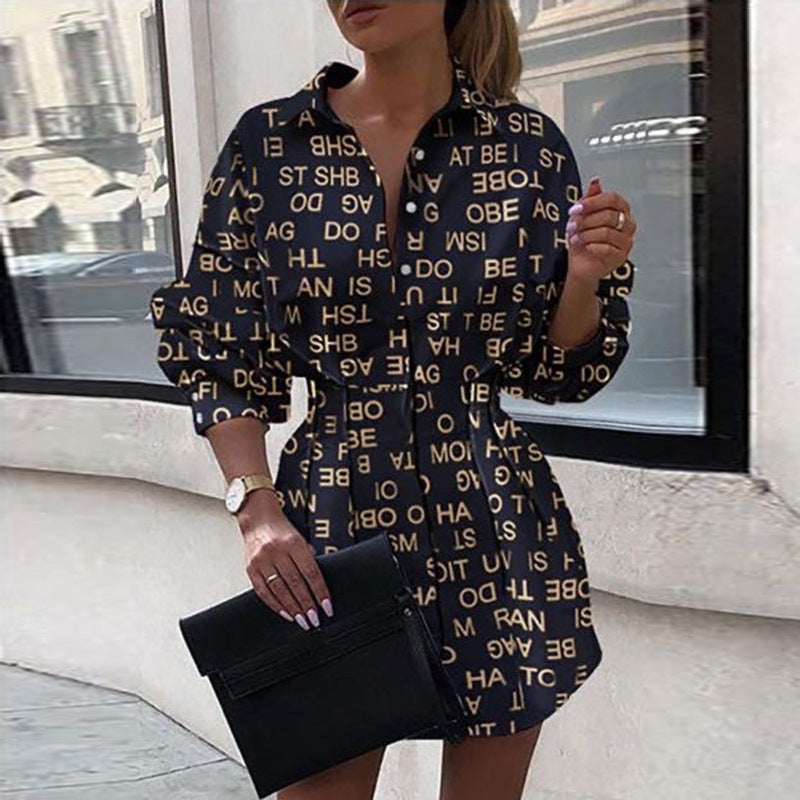 Fashion Sexy Letter Long Sleeve Dress