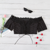 Sexy Lace Bow Short-Sleeved T-Shirt
