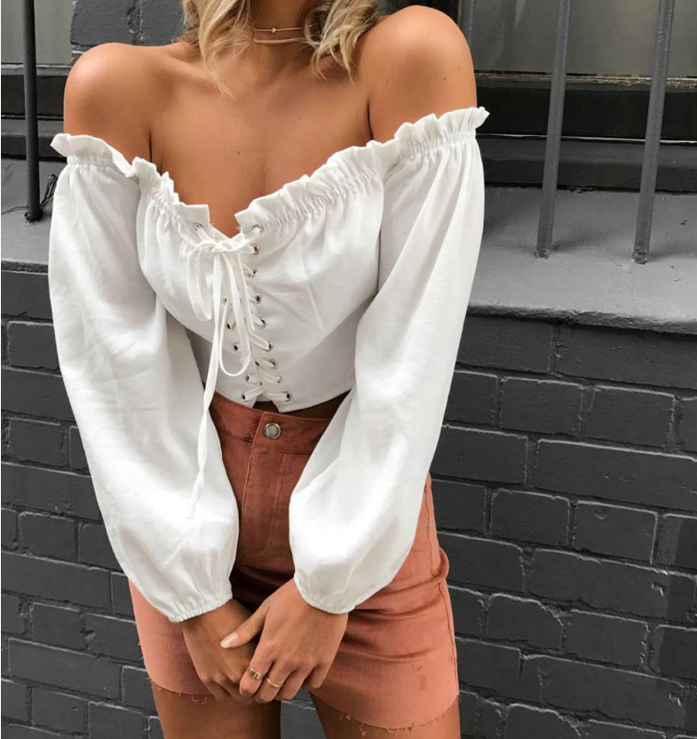 Sexy Solid Color Long-Sleeved Shirt