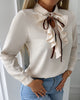 Fashion Bowknot Long Sleeve Chiffon Shirt Top