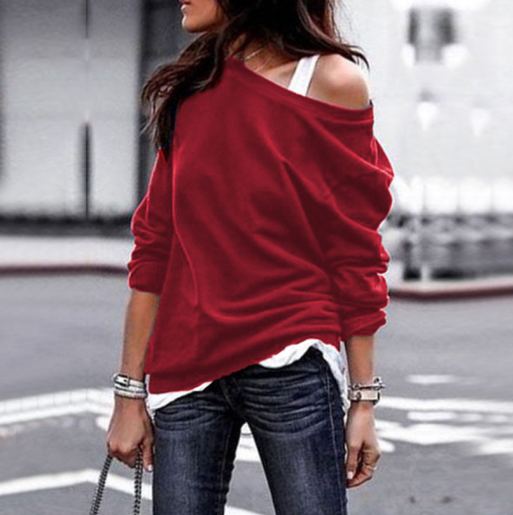 Solid Color Fashion Round Neck Long Sleeve Sweater