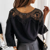 Loose Chiffon Long Sleeve Panel Lace Shirt