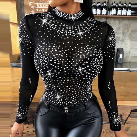 Fashion Solid Color Women's Long Sleeve Lace Top