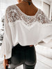 Loose Chiffon Long Sleeve Panel Lace Shirt