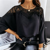 Loose Chiffon Long Sleeve Panel Lace Shirt