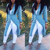 Solid color long-sleeved cardigan denim jacket