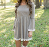 Solid Color Long Sleeve Round Neck Dress