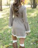 Solid Color Long Sleeve Round Neck Dress