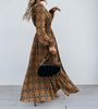 Plaid Printed Long Sleeve Split Dress