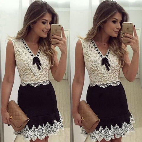 SEXY ROUND NECK LONG-SLEEVED LACE DRESS