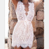 Solid color sexy white lace dress