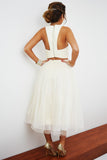 Fashion white sleeveless two-piece dress
