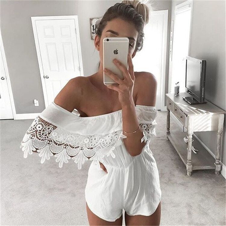 Sexy white lace jumpsuit