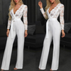 Sweet Long-Sleeved Stitching Lace Jumpsuit