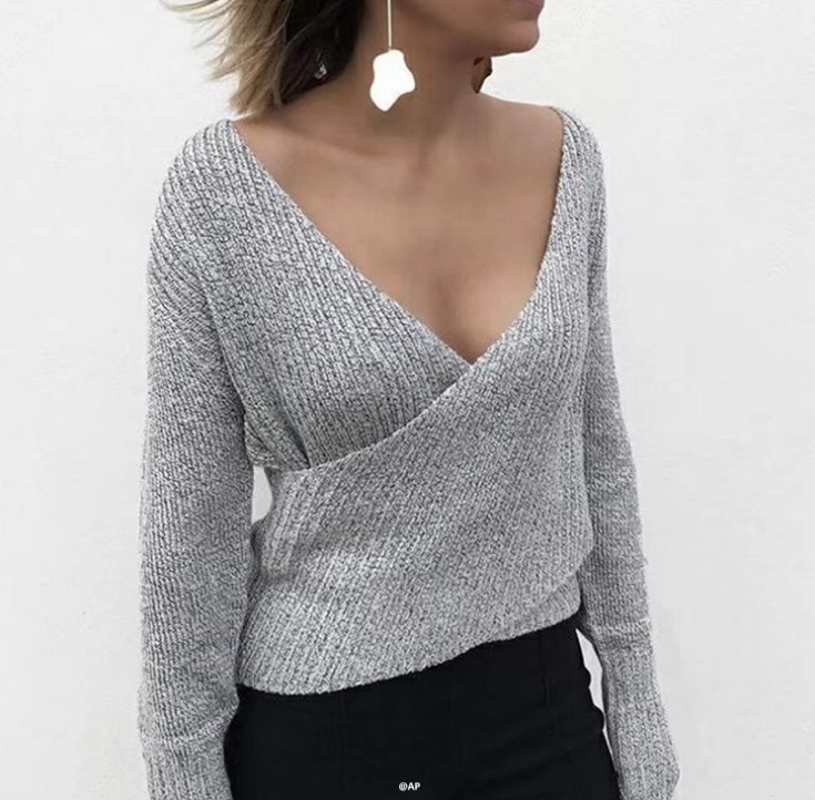 Women'S Sexy V-Neck Knitted Sweaters