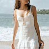 Women'S Sexy Embroidery White Sling Dress