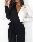 Long Sleeve Sexy V-Neck Casual Jumpsuit