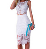 Sexy lace embroidered sleeveless two-piece dress