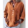 Solid Color V-Neck Long-Sleeved Shirt