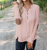 Women Long Sleeve Solid Color V-neck T-Shirt