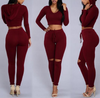 Women'S Casual Sexy Hooded Long-Sleeved Two-Piece Pants