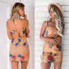 Print Spaghetti Strap Bra Backless One Piece Dress