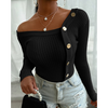 Fashion Stitching Button Long Sleeve Top