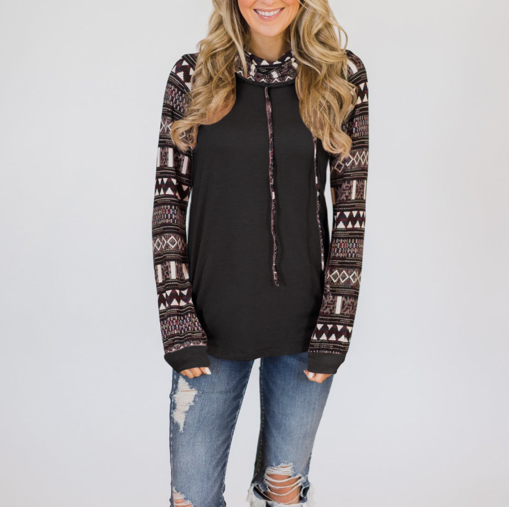 Long-Sleeved High-Necked Printing Sweater