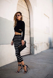 Long-Sleeved Striped Two-Piece Dress