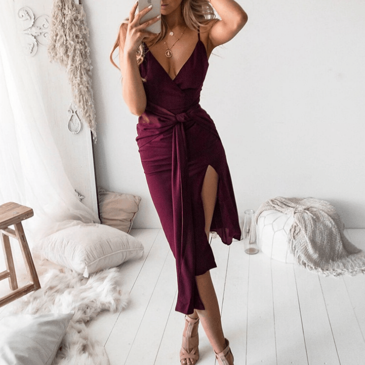 V-Neck Sexy Sling Backless Dress