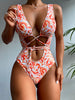 Fashion Sexy Print Skinny Backless One-Piece Swimsuit