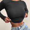 Women's Solid Color Temperament Sexy Long Sleeve Top