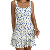 Printed High-Waist Women'S Ruffled Floral Sling Dress