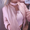 Solid color long-sleeved zipper jacket