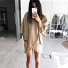 Solid color long-sleeved high-necked dress