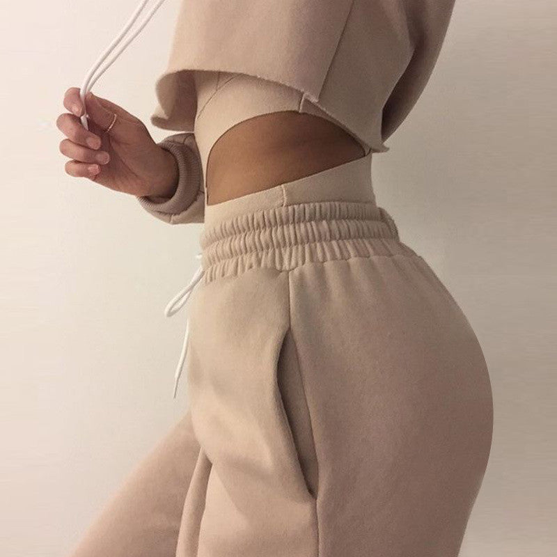 Solid color sexy Hooded two-piece Pants