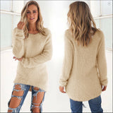 Women'S Pure Color Fashion Long-Sleeved Sweater