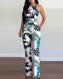 Printing Sexy Sling Vest Two-Piece Set