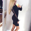 Solid Color Round Neck Long-Sleeved Dress