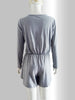 Round Neck Button Long Sleeve Jumpsuit